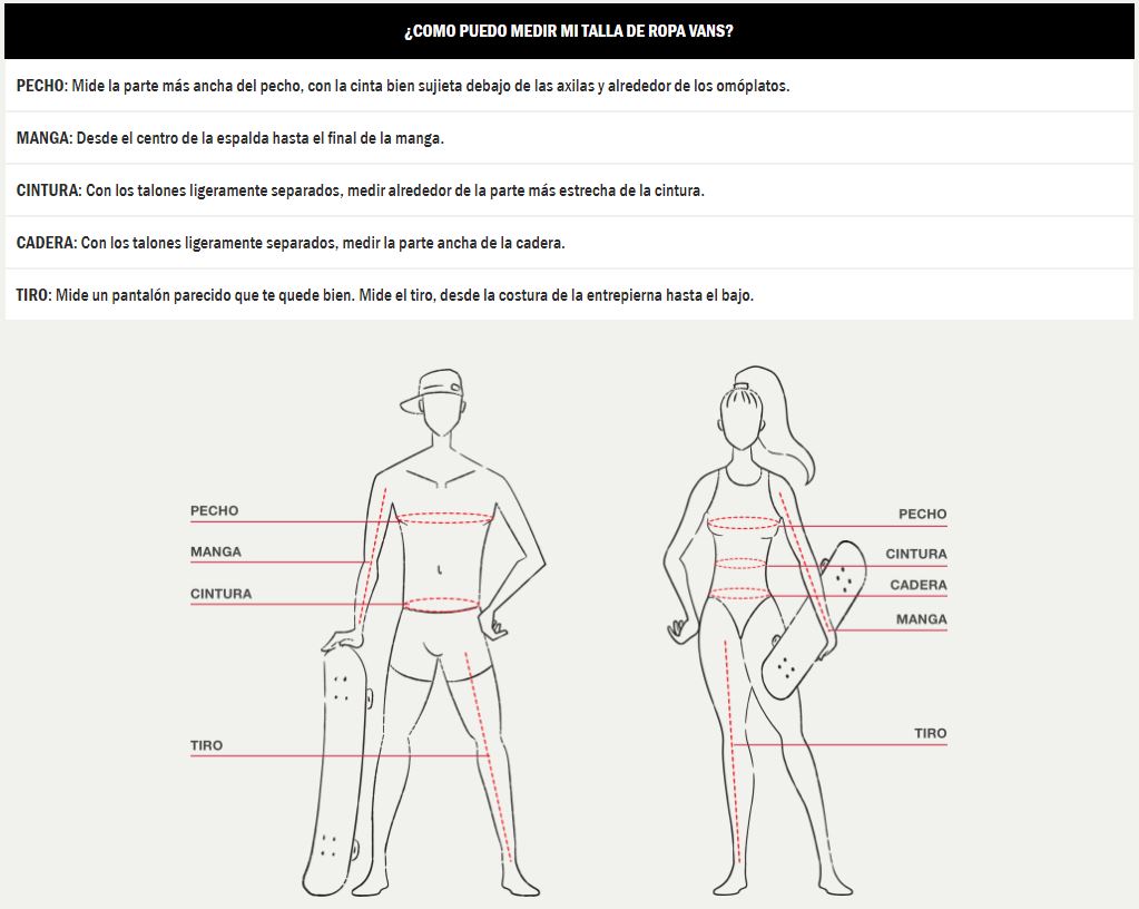 InstruccionesTallasRopaVans